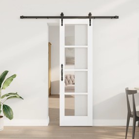 Conjunto de Porta Deslizante vidaXL com Ferragens Brancas 61x198,5 cm Madeira Sólida de Pinho