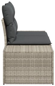 Sofá de Jardim 2 Lugares com Almofadas Cinza Rattan Poliéster