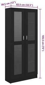 Armário vitrine 82,5x30,5x185,5 cm derivados de madeira preto