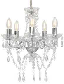 vidaXL Lustre com contas de cristal redondo prateado 5 x E14