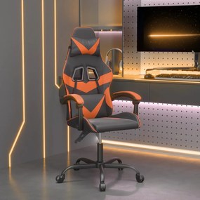 vidaXL Cadeira gaming couro artificial preto e laranja