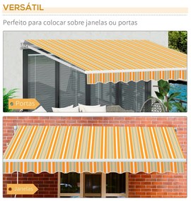 Toldo Retrátil com Manivela Toldo de 300x200cm com Braço Articulado de