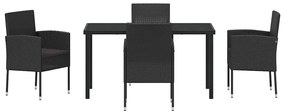 Conjunto de Jantar de Jardim de 5 Peças com Almofadas em Rattan Poliés