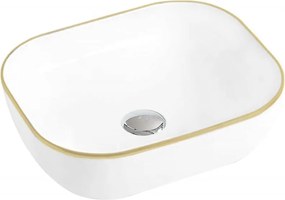 Mexen Mirabel lavatório de bancada 50 x 40 cm, branco/dourado - 22115005