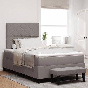 Cama Box Spring com colchão e banco taupe 120x190 cm Tecido