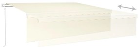 Toldo automático c/ estore/LED/sensor de vento 6x3 m cor creme