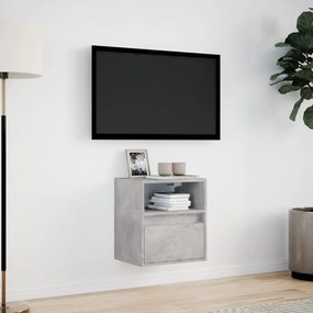Móvel de parede p/ TV c/ luzes LED 41x31x45 cm cinzento cimento
