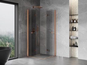 Mexen Mist-F Duo cabine de duche dobrável 80 x 80 cm, transparente, cobre escovado - 8A6-080L-080P-65-00