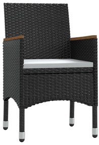 5 pcs conjunto de jantar p/ jardim c/ almofadões preto