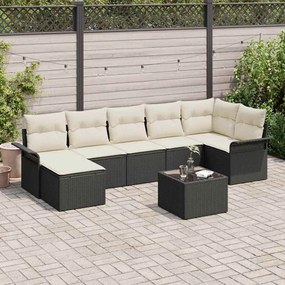 vidaXL Conjunto de Sofá de Jardim 8 pcs Preto vime PE