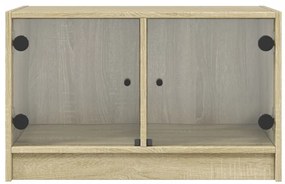 Móvel de TV c/ portas de vidro 68x37x42 cm carvalho sonoma