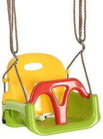 Outsunny Baloiço para Bebé 3 em 1 com Encosto Desmontável Cordas Ajustáveis e Barra em T 42x33x120-180 cm Multicor