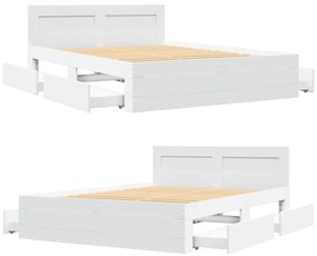 Estrutura de cama c/ cabeceira sem colchão 140x190 cm branco