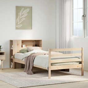 Cama com estante sem colchão 75x190 cm pinho maciço