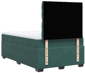 Cama boxspring com colchão 120x200 cm veludo verde-escuro