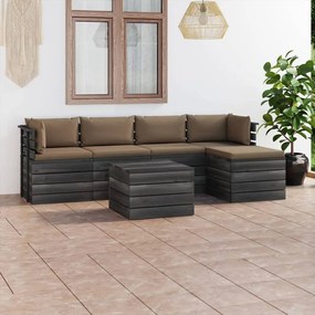 6 pcs conjunto lounge de paletes com almofadões pinho maciço