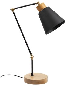 Candeeiro de Mesa Manavgat – Preto e Carvalho – 14 cm x 52 cm