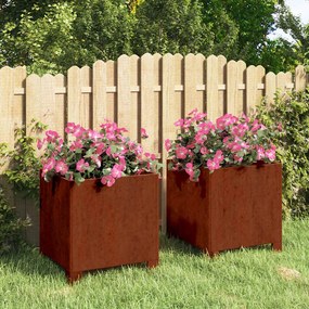 vidaXL Vasos/floreiras c/ pernas 2 pcs 30x30x30 aço corten enferrujado