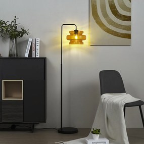 Candeeiro de pé retro preto com vidro laranja - Denise