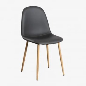 Pack 4 cadeiras de jantar em couro sintético Glamm Cinza Antracite - Sklum