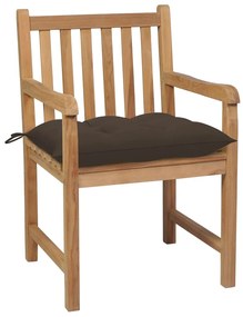 Cadeiras de jardim c/ almofadões cinza-acast. 6 pcs teca maciça