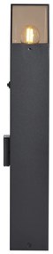 Luminária de Poste Exterior Moderna Preta com Vidro Fumado 50cm com Sensor Crepuscular IP44 - Denmark Moderno