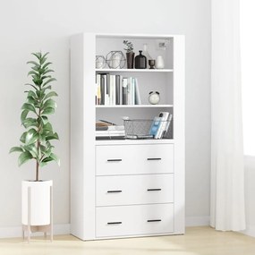vidaXL Armário alto madeira processada branco