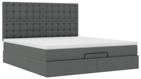 Estrutura de cama otomana com colchão tecido cinzento escuro