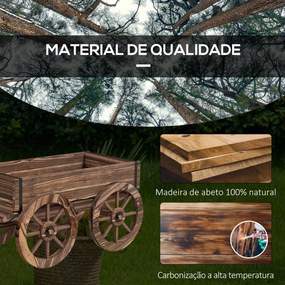 Floreira de Madeira de Exterior em Forma de Carrinho com 4 Rodas para Varanda Jardim Pátio 120x41x54 cm Madeira