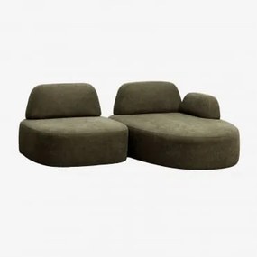 Sofá Modular Chaise Longue Direito De 2 Peças Estofado Giorgia Tecido Verde Exército - Sklum