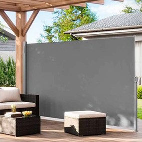 Toldo lateral extensível 160 x 400 cm para varanda Cinzento