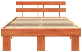Estrado de Cama com Cabeceira Castanho Encerado 140x190 cm de Madeira