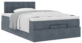 Cama otomana com colchão 120x190 cm veludo cinzento-escuro