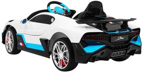 Carro elétrico para Crianças 12V Bugatti Divo Rodas de EVA, Assento de couro Branco