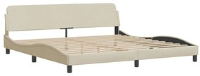 Estrutura de cama sem colchão 200x200 cm tecido cor creme