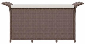 Banco de jardim com almofadão 116x46x57 cm vime PE castanho