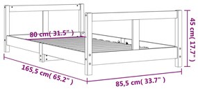 Estrutura de cama infantil 80x160 cm pinho maciço branco