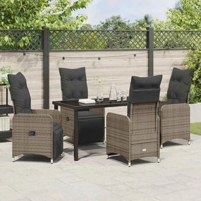 Conjunto de Jantar de Jardim 5 Peças com Almofadas em Rattan Sintético
