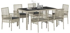 Conjunto de Jantar para Jardim 7 pcs Cinzento-claro