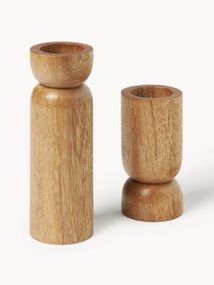 Suporte para velas em madeira de manga Matti, conjunto de 2