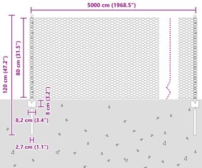 Postes de Cerca vidaXL 11 pcs Canal U Cinza 80 cm Aço