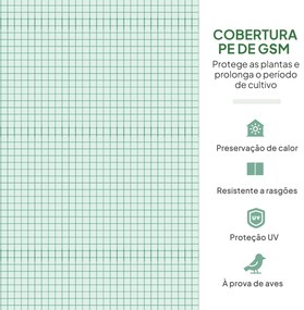 Estufa Tipo Túnel 347x300x200 cm Estufa de Jardim com Porta Enrolável 6 Janelas Cobertura PE 140g/m²  Verde