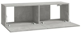 Conjunto móveis de TV 8 pcs madeira processada cinzento cimento