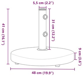 Base de guarda-sol para postes de Ø32/38/48 mm 25 kg redondo