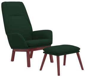 Cadeira de descanso com banco p/ pés tecido verde-escuro