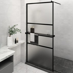vidaXL Divisória chuveiro+prateleira 115x195 vidro ESG/alumínio preto