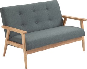 Sofá de 2 lugares de estilo escandinavo com braços, pés de madeira, 115  x 66,5  x 73 cm, cinzento