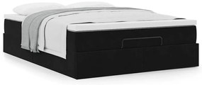 Estrutura de cama otomana com colchão 140x190 cm veludo preto