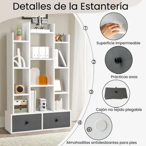 Estante de 12 níveis com gaveta com 12 compartimentos para escritório, sala de estar, quarto 80 x 24 x 132 cm Branca