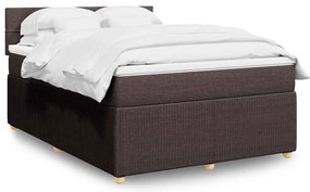 vidaXL Cama com molas/colchão 140x190 cm tecido castanho-escuro